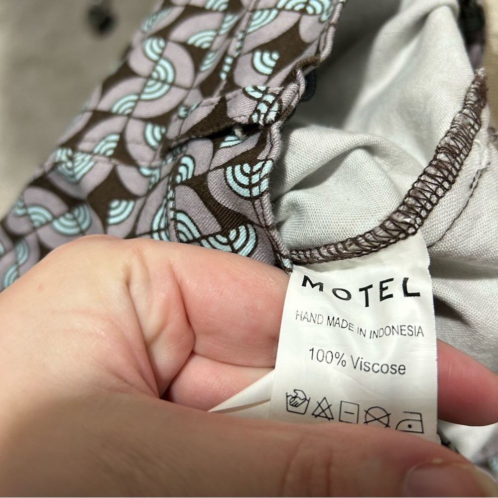 Motel Rocks Pattern Tile Print Low Rise Full Length Trousers Size Medium - Picture 6 of 6